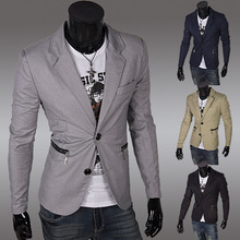 2015 New Sale Regular Polyester Cotton Single Breasted Broadcloth Full Jacket Blazer Men Blazer Masculino