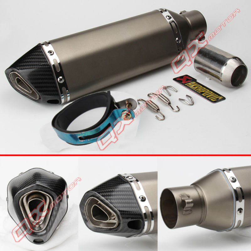 51mm Carbon fiber with Stainless steel font b motorcycle b font font b Exhaust b font