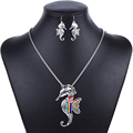 MS1504254 Fashion Seahorse Jewelry Sets High Quality Silver Plated Beads Multicolor Seahorse Pendant Party Gifts Wholesale