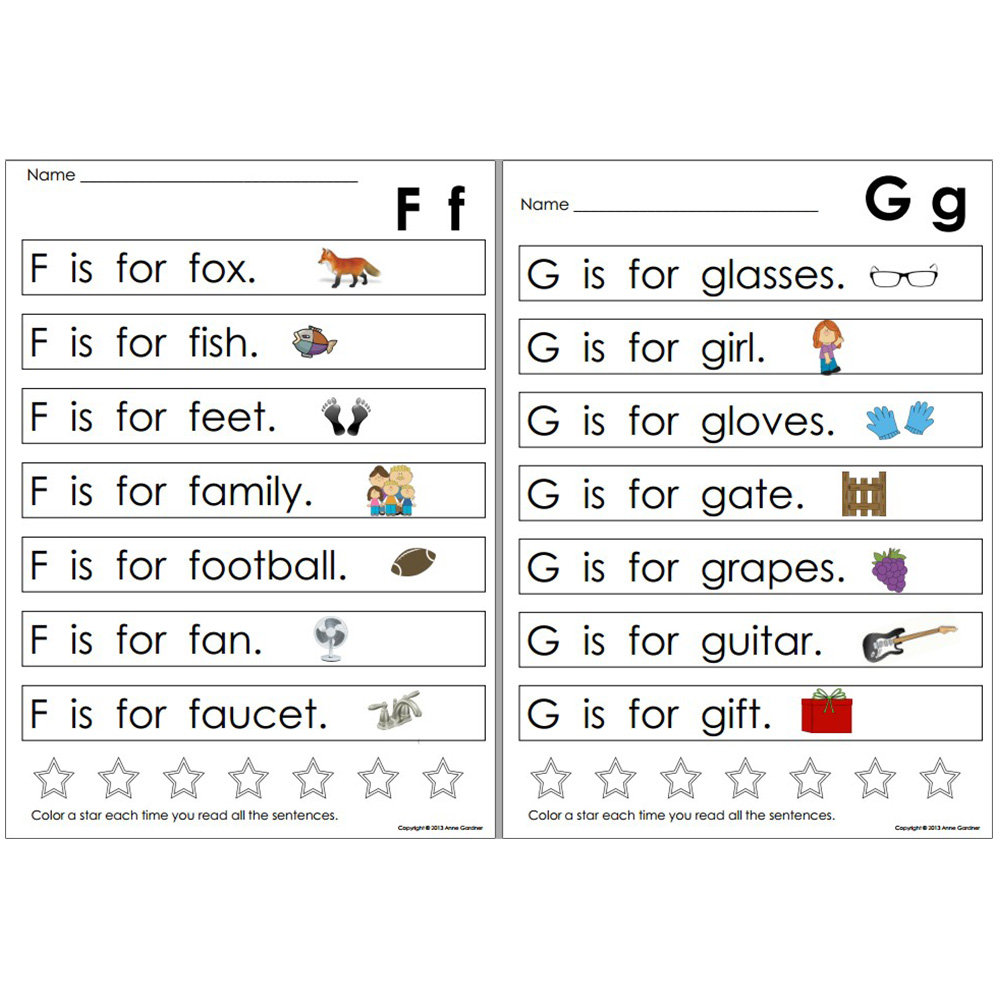 Learning ABC Alphabet Sentences English Workbook Educational Exercise