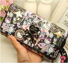 Free shipping Hello Kitty purse handbags Toki001 Long Wallets bag zippy goya wallet girl fashion hellokitty women cute PU skull