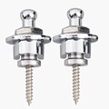 2Pcs Chrome Plated Copper Guitar Strap Round Head Pins Tail Nail Locks Button Screws For Electric