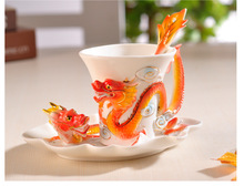 RF04 bone china coffee cup and saucer porcelain enamel porcelain flange ceramic gifts daily necessities auspicious