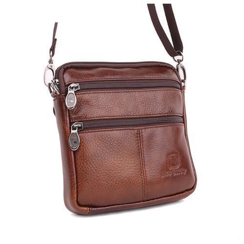 Famous Brand 100 Guarantee Real Cowskin Men Shoulder Crossbody Bags Fashion Double Zipper Design Men Messenger