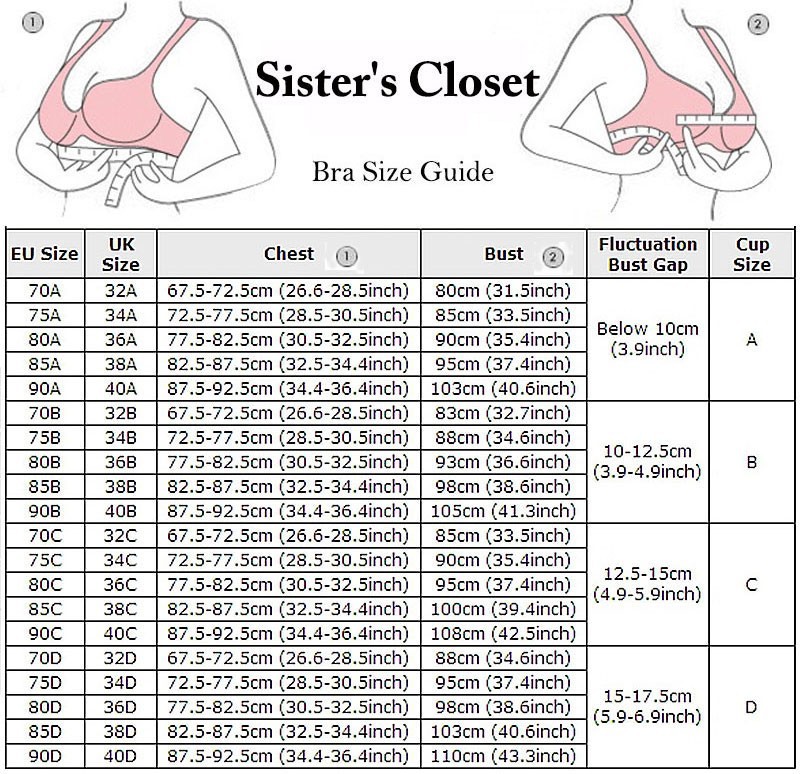 Japanese Bra Cup Size Chart