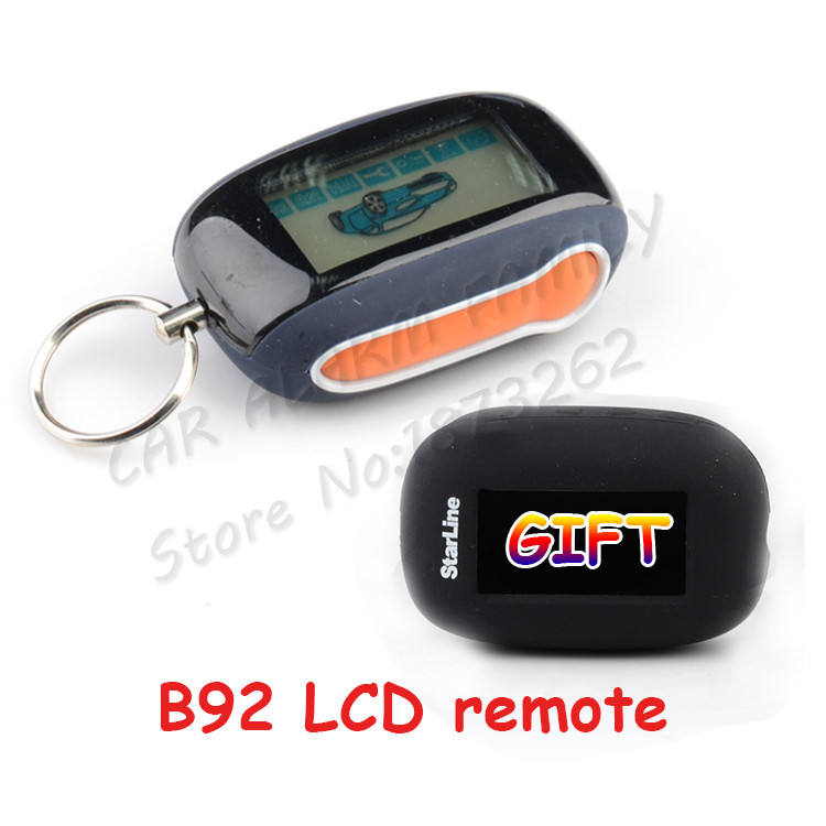 B92 Two way car alarm system Starline B92 LCD remote engine start 2-way LCD+silicone case(1)