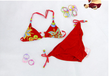 Girls bikini set biquini infantil New Fashion red brown girl swimwear kids lovely two pieces swimsuit