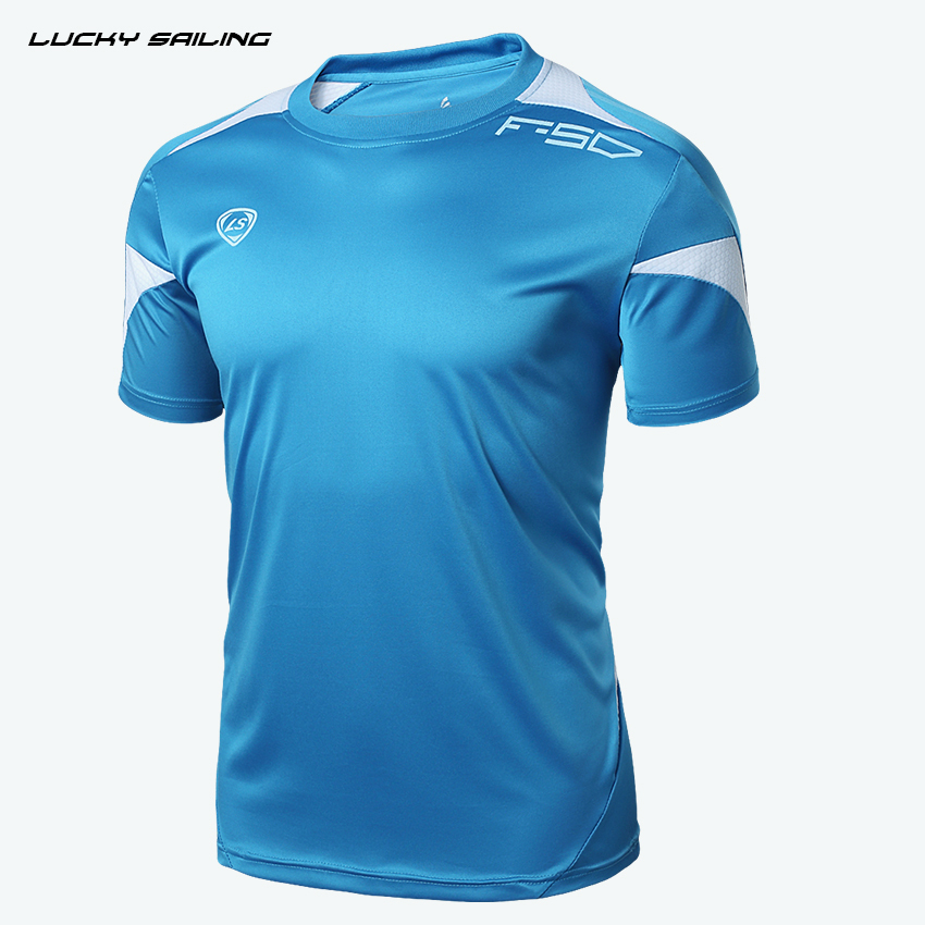LUCKY SAILING crossfit brand 2015 Running T Shirts summer style t shirt men fitness Sport Shirt