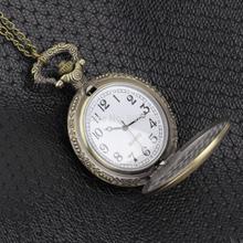 Antique Vintage Retro Bronze Quartz Pendant Chain Necklace Pocket Watch