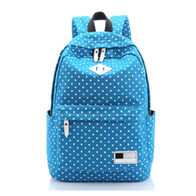 Brand new 2015 fashion women girls Canvas Backpack Polka Dot School Shoulder Bag Travel Rucksacks 
