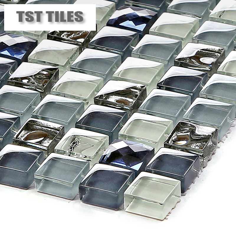 Zilver glas mozaïeken inkt blauw tegel keuken backsplash badkamer ...