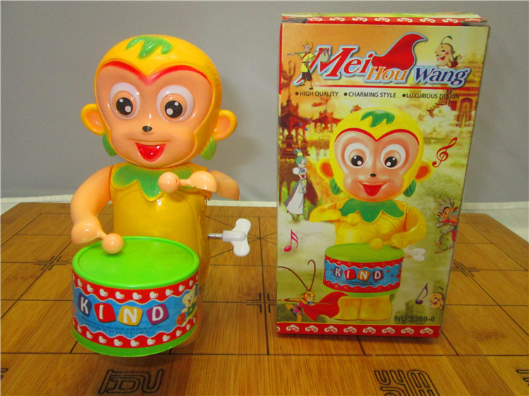 Wind up toys drum toy bear drumming monkey king drumming cartoon style