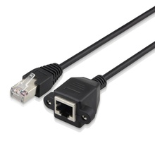 0.3m 30CM RJ45 Male to Female Screw Panel Mount Ethernet LAN Network Extension Cable