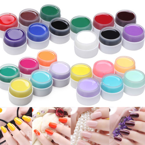 Free Shipping 6 Color Solid Pure UV Builder Gel Set Nail Art False Full French Tips
