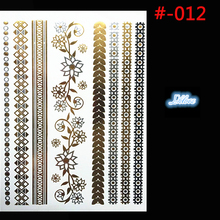Body art sexy temporary metal gold tattoo necklace bracelet flash tattoos metal flashing golden temporarily