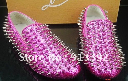 Aliexpress.com : Buy Sexy Women\u0026amp;Men Pink Glitter Spikes No Heels ...