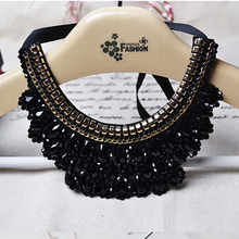 New Arrival Handmade False Collar Necklace Black Crystal Beads Women Charm Choker Necklace Accessories Trendy Jewelry
