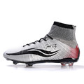 NEWEST cheap football boots superfly mens soccer cleats FG high ankle silver gray black red sock