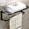 Oil Rubbed Bronze Finished Double Bath Towel Rack with Towel Bar Wall Mounted Towel Shelf Tower