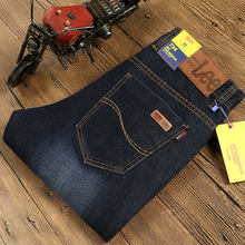 Top Quality Jeans Men Famous Brand Dark Blue Ripped biker Denim men jeans Straight Pants RH6108