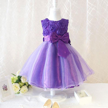 Мода дети ребенок шифона цветок бантом ну вечеринку платье вечернее платье пуховкой платья бесплатная доставка