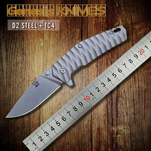 Génesis manija Titanium D2 acero cuchillo plegable de la lámina rodamientos de bolas flipper táctico campamento de caza al aire libre cuchillos envío gratis