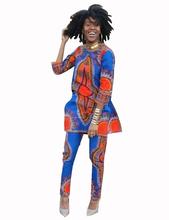 Two Piece Set Java Wax Print FabricTop and Pants Women Suits Two Piece African Women Clothing Plus Size 6xl Brand CustomWY484