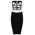 2016 newest bandage dress rayon two pieces set strapless Vestidos black white bandage set dress women