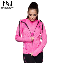 Innersy Women Sport Jackets Zipper Hooded Running Coat Quick-dry Long-sleeved Sweatshirt Fitness Outerwear Top chaquetas Jzh73