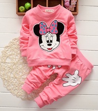 Hot Sell Baby Girls Clothes Childrens Cartoon Printed Long Sleeve Tops T-shirt + Pants 2PCS Outfits Set Kids Bebes Clothes Suits