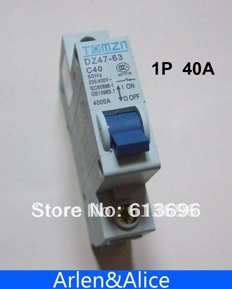 1P 40A 240V/415V 50HZ/60HZ Mini Circuit breaker MCB C45