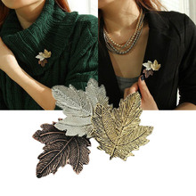 Broche Mujer Vintage Pin Maple Leaf Brooch Gold Silver Plated Brooches Pins Exquisite Collar For Women Dance Party Accessories