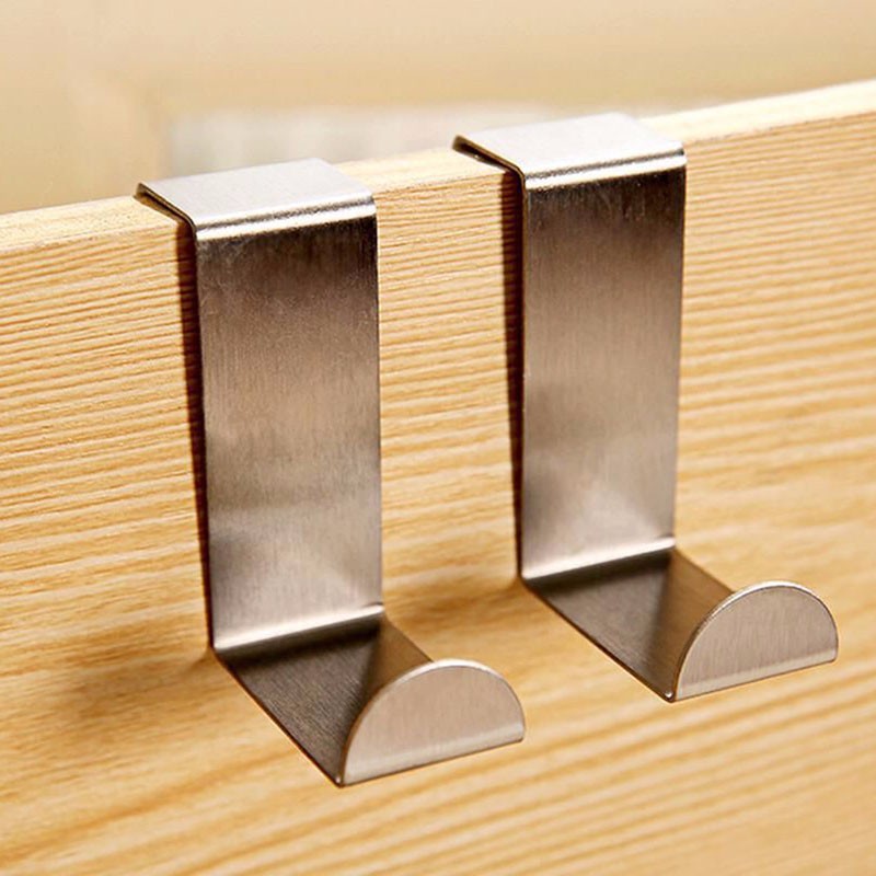 2 X Stainless Steel Metal Over Door Hooks for Clothes Coat Robe Hanger Hanging