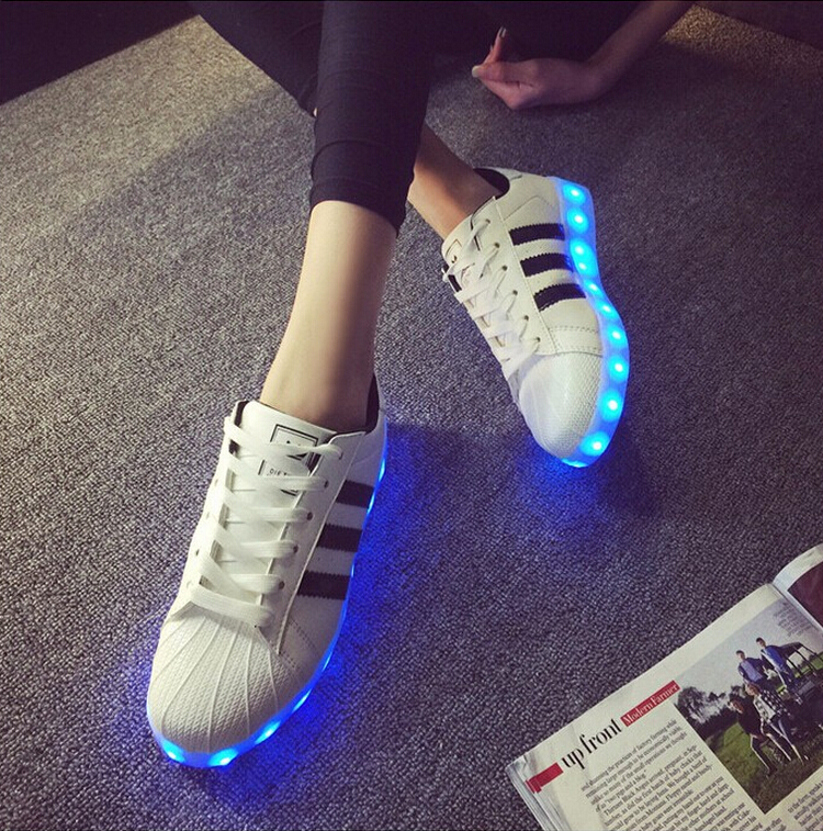 ELECTRIC STYLES LIGHT UP COLOR BLACK LED SNEAKERS RAVE EDM SHOES SIZE W6-M13 