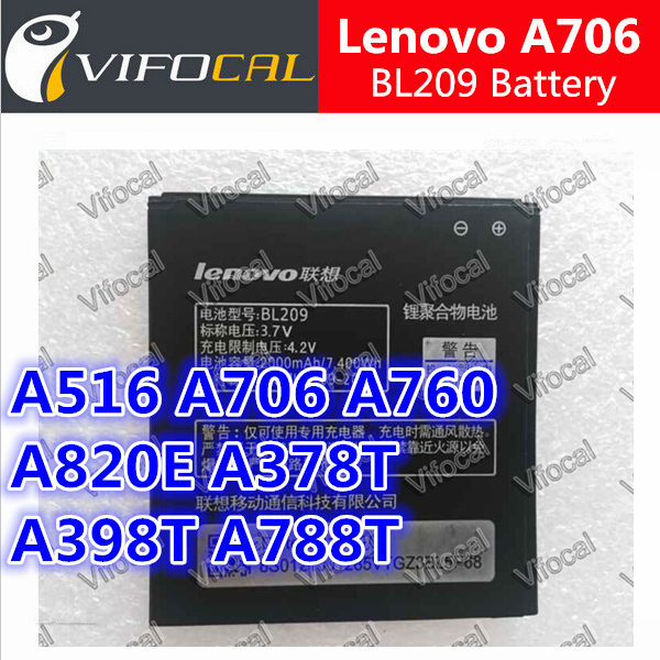 Lenovo A706  Lenovo A516 A760 A820E A378T A398T A788T BL209 2000  100%      Bateria