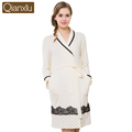Qianxiu Autumn Cotton Women Night Robe Leisure Comfortable Bathrobe Lace Embroidery Bath Gown Sleepwear Long Sleeve