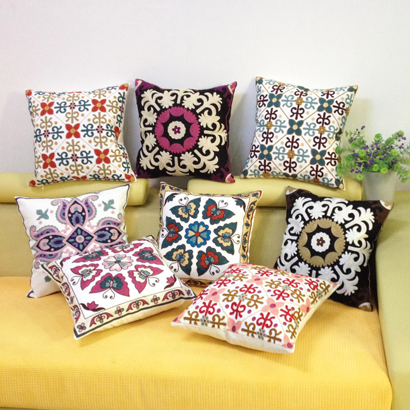 Decro Cotton Embroidery Cushion Cover 45X45Cm 1P Capa de Dlmofada Sofa Car Bedding Decorative Throw Pillow Case