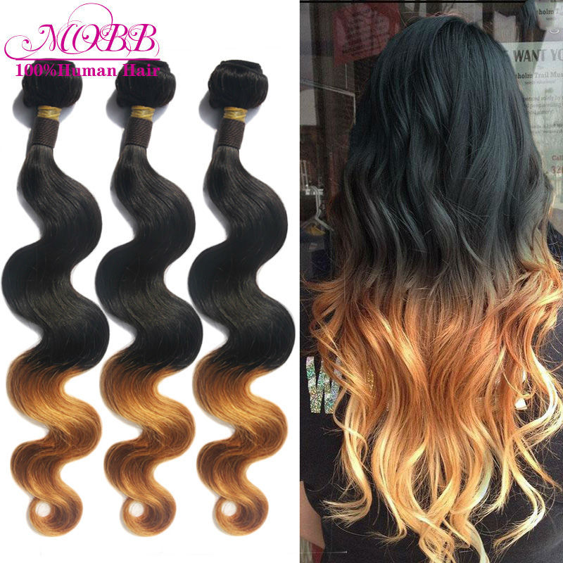 Ombre Hair Extensions Brazilian Virgin Hair Body Wave 4pcs Two