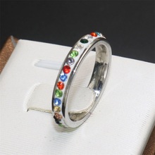 new style fashion jewelry colorful zircon inlay stainless steel casual ring for women accessories party men ring for female