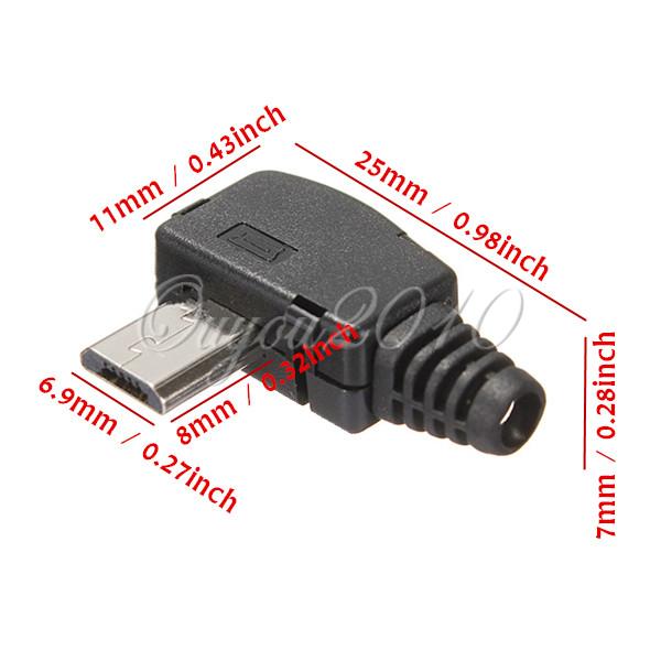 Best Promotion New Plastic Metal Right Angle Micro USB 5Pin 5P Port Male Plug Socket Connector