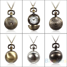 5 Colors Antique Retro Vintage Ball Metal Steampunk Quartz Necklace Pendant Chain Small Pocket Watch For