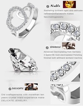 LZESHINE Brand Romantic Wedding Rings Women Ring18K Rose Gold Platinum Plated With Austrian Crystal Heart Ring