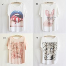 Magic 2013 thin plus size loose batwing sleeve women s short sleeve T shirt print