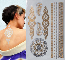 300 Designs for your choose flash tattoo body art gold temporary tattoos bracelet golden tatoo metallic