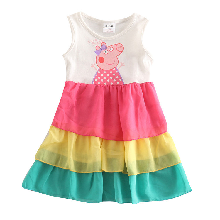 nova kids 5pcs wholesale Girls Dress Summer  Girl cartoon Dress Baby Sleeveless Dresses Kids Party Princess kids Clothes girls