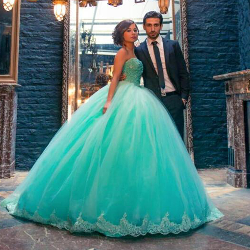 vestidos de xv años color azul aqua