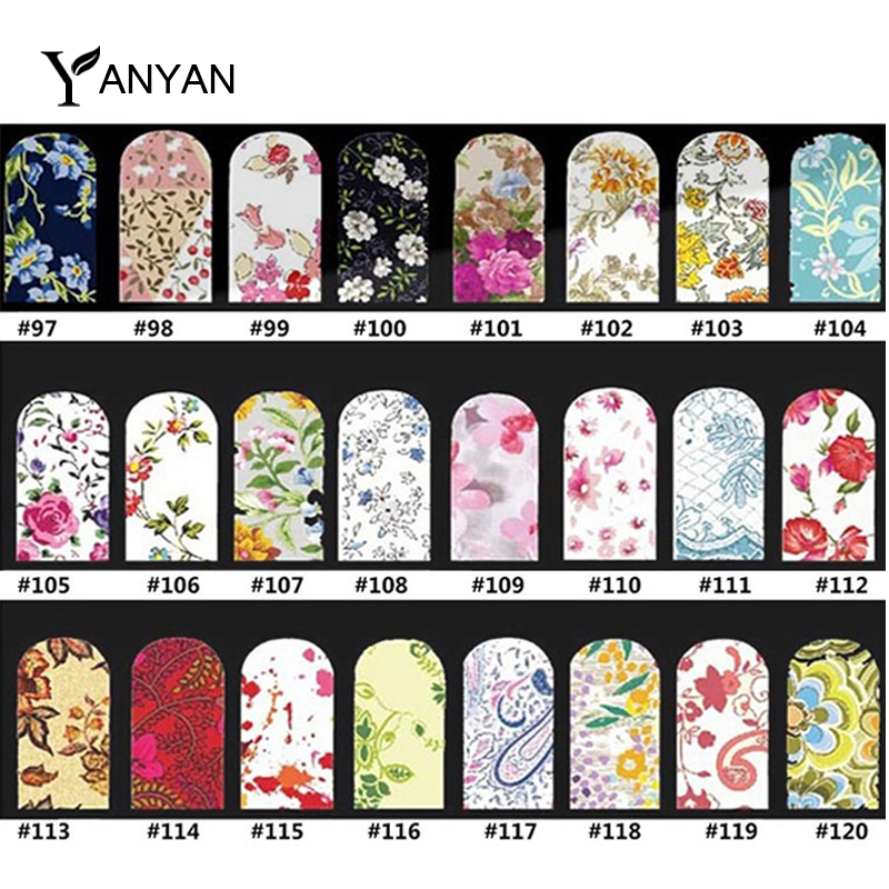 5sheets New Nail Art Flowers Water Transfer Stickers DIY Nail Beauty Wraps Foils Polish Decals Watermark