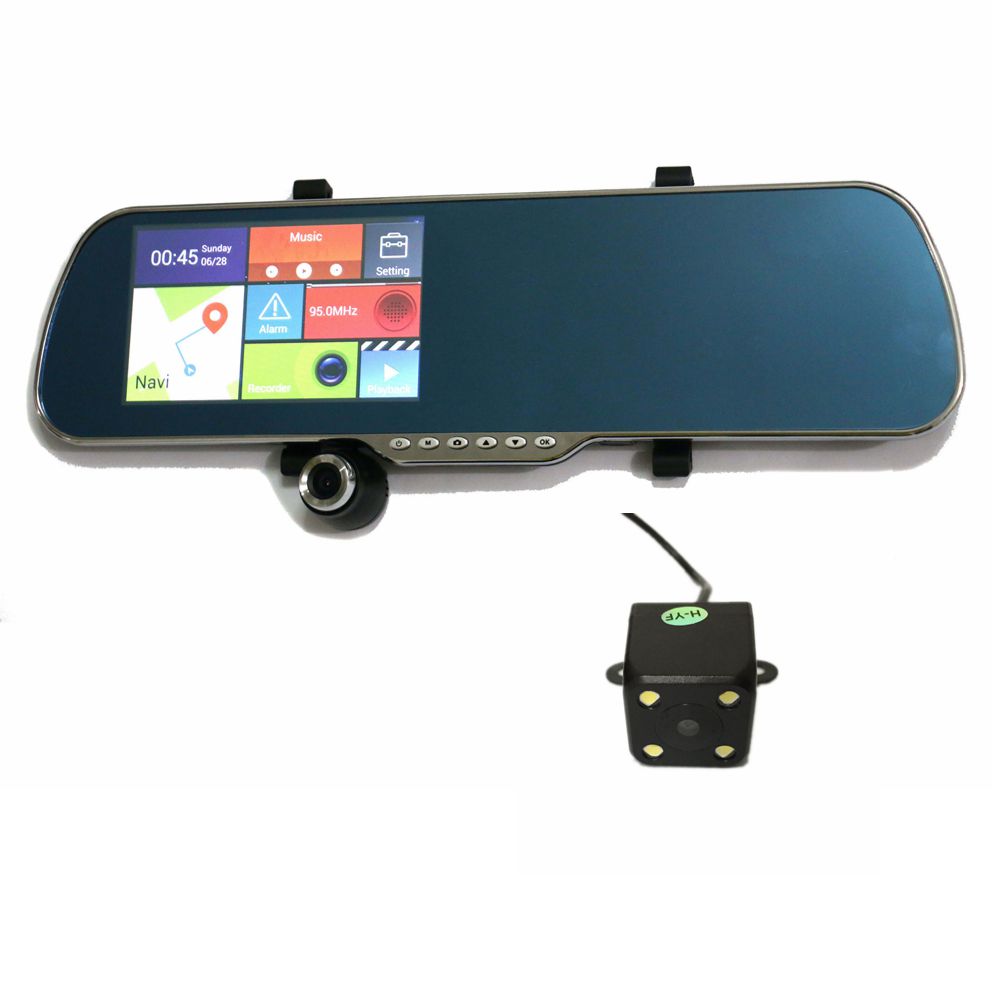 New 5 inch Android GPS Navigation DVR Rear View Mirror Radar Detector