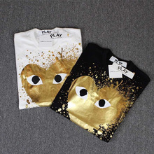 Cdg T Shirt Men 2016 1:1 High Quality Love cdg play comme des garcons classic Bronzing Tees Short Sleeve Hip Hop Sport T-shirts