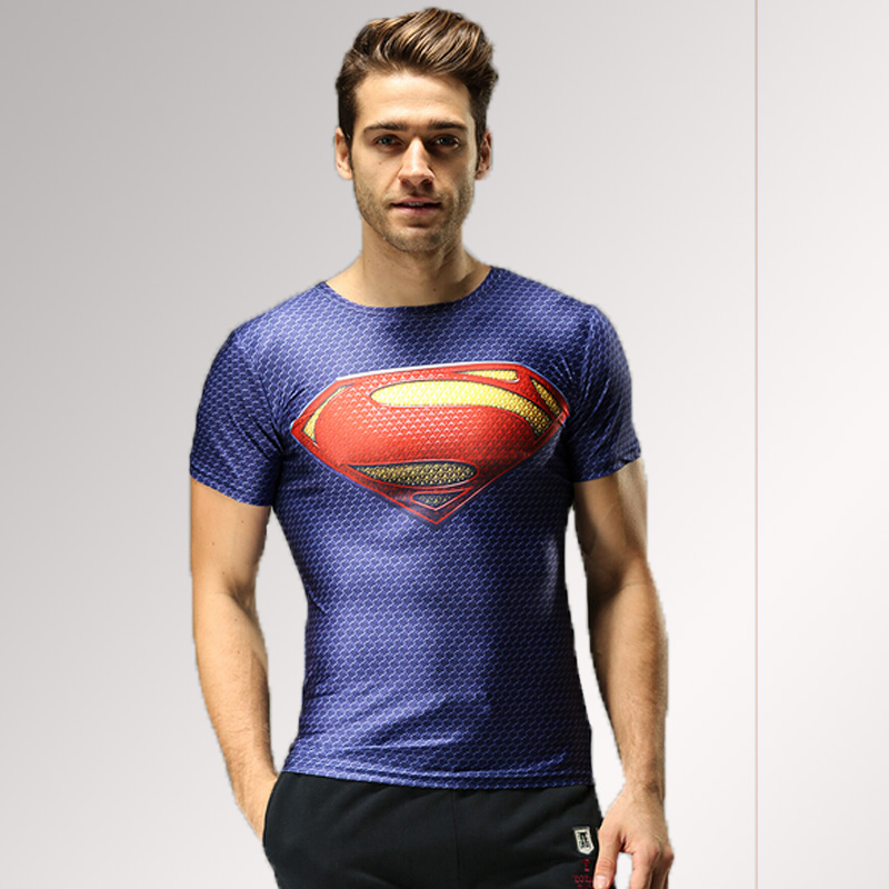 Marvel Super Hero Captain America Batman Camisetas Hombres Compresión Gimnasio Dry Fit Tops